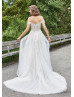 Off Shoulder Beaded Ivory Lace Tulle Sparkling Wedding Dress